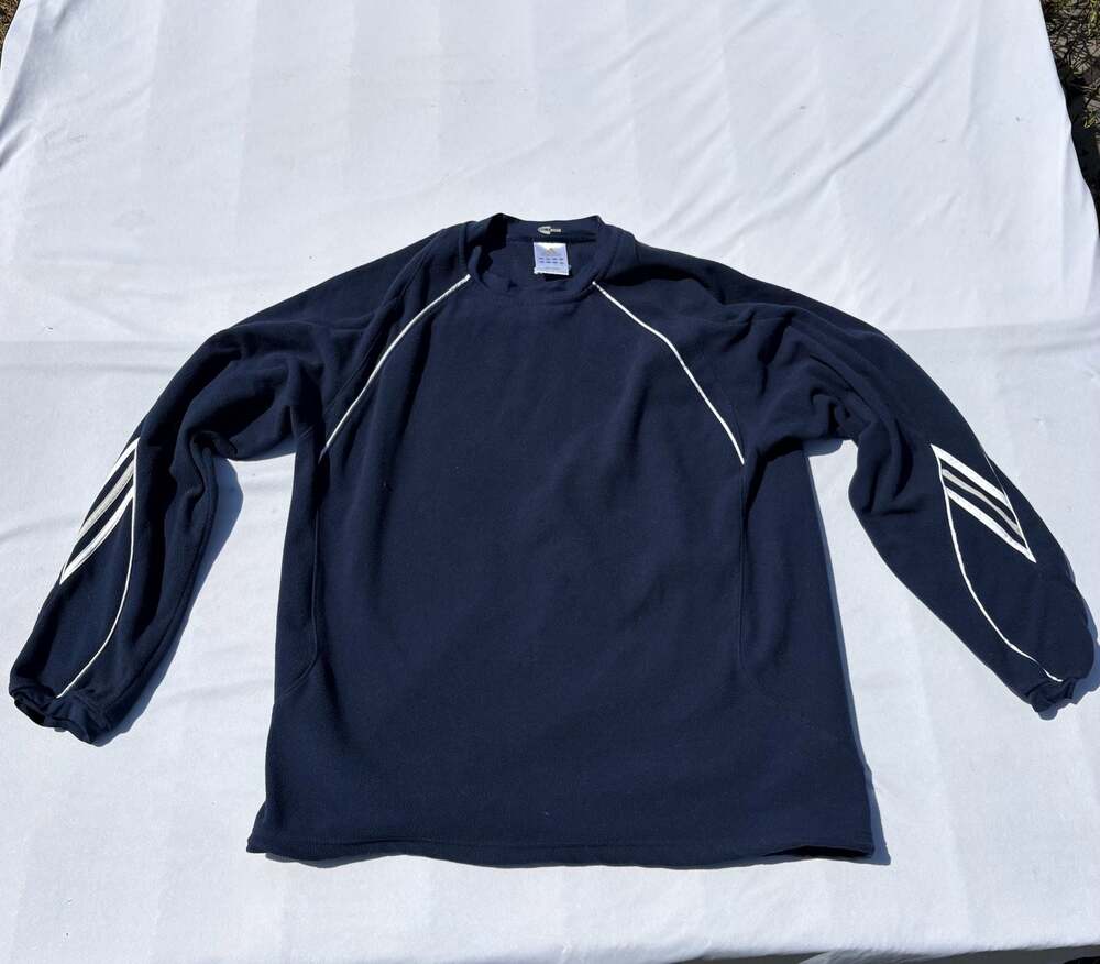 Adidas Climawarm Navy Blue Fleece Long Sleeve Crew Neck Pullover Y2K